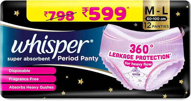 Whisper Super Absorbent Panty M- L 12s 599/-